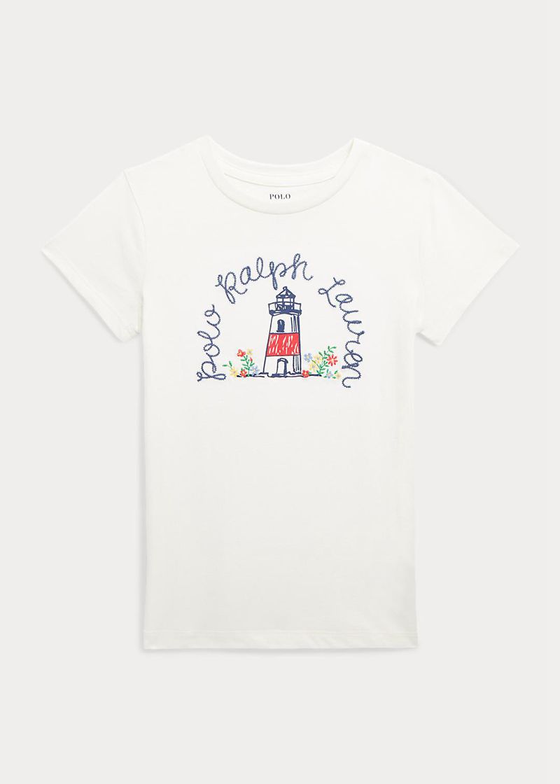 Camiseta Ralph Lauren Niña 1.5-6.5 Años Lighthouse Cotton Jersey Chile Blancas WTDFU-3957